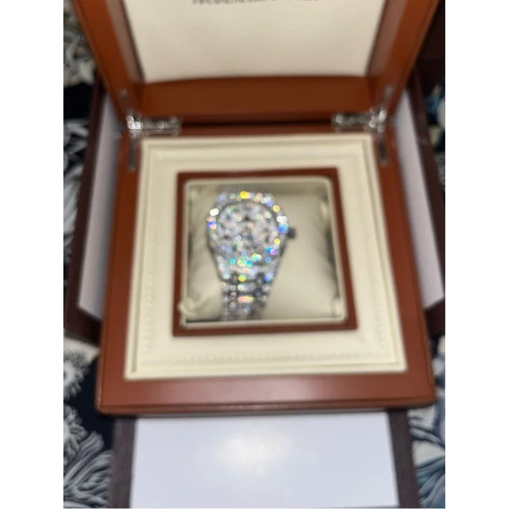Bust Down Moissanite Watch Iced Out Swiss Auto Movement 41mm with Box + Papers